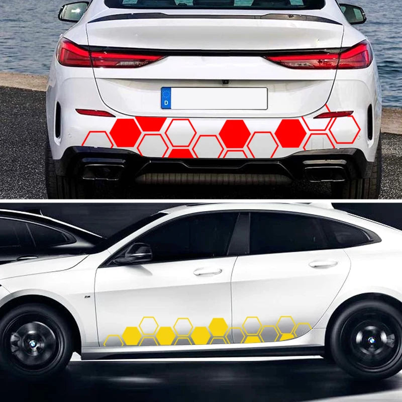 10PCS Hollow Solid Honeycomb Stickers Sport Side Door Whole