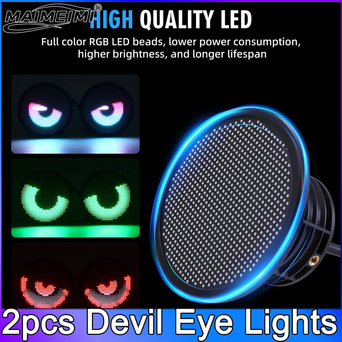 Ad 2PCS Devil Eye 3inch APP Screen Blink Angel