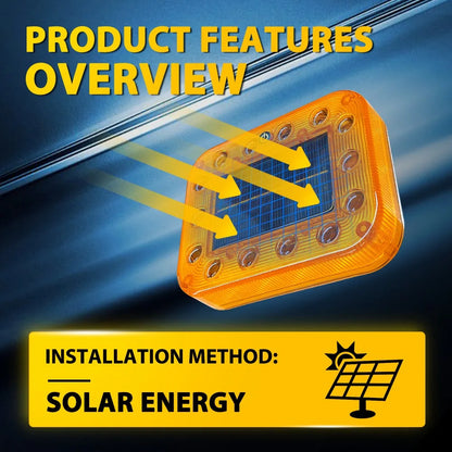 2PCS Solar Magnetic Warning Amber Strobe Flashing Rotating