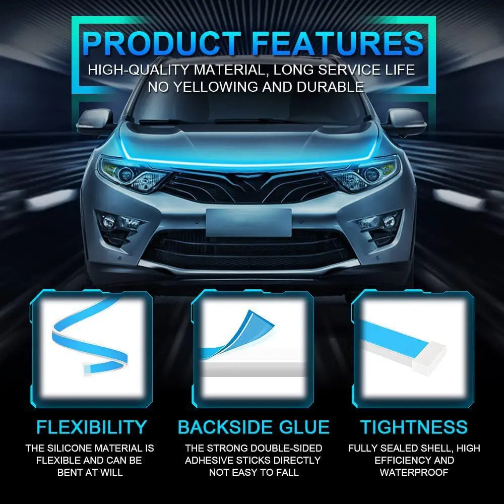 120CM Hood Daytime Running Strip Lighting Flexible Ambient Neon