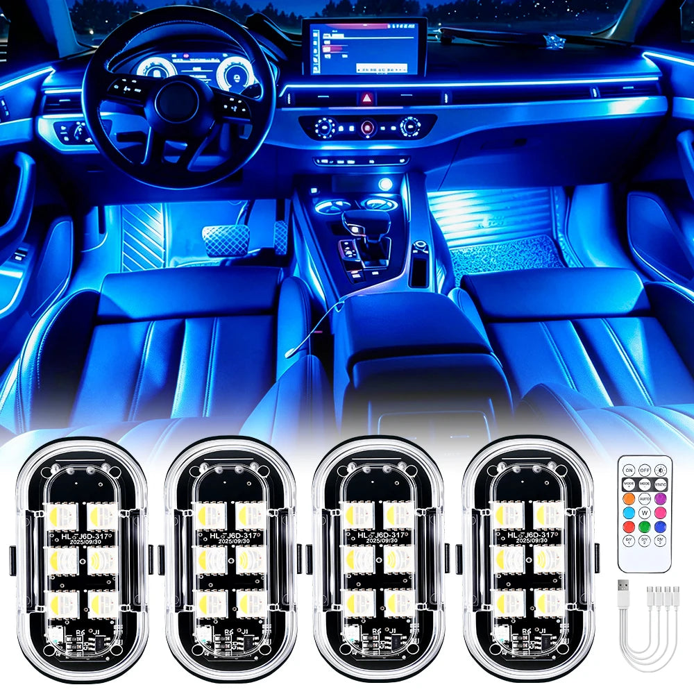 Wireless Remote Control Interior Ambient Colors Rechargeable