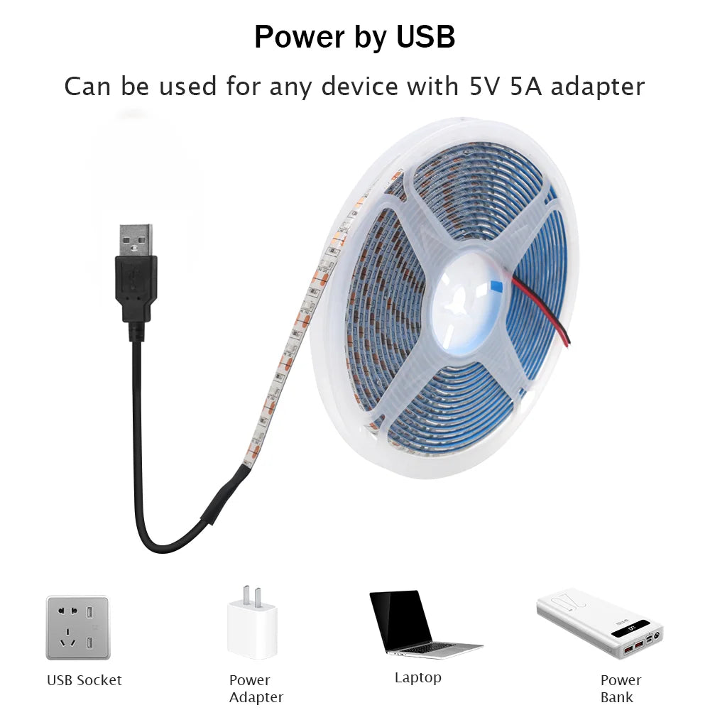 USB Strip dc5v 2835 Flexible Tape Warm Cold White