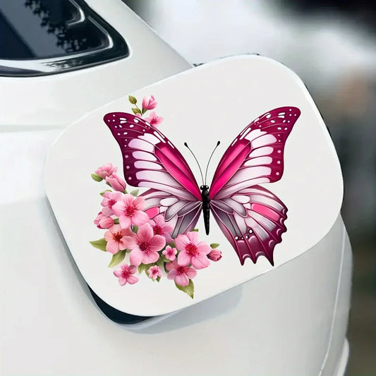 For Auto Fuel Tank Bumper Window Butterfly Flowers Stickers