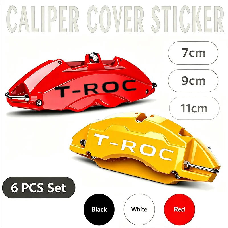 For Volkswagen T-ROC Logo Body Decals 6PCS Caliper Sticker Tire