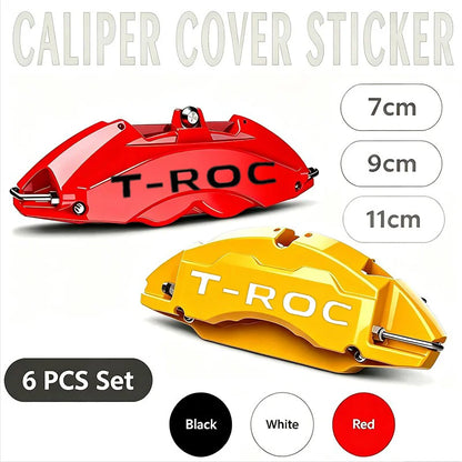 For Volkswagen T-ROC Logo Body Decals 6PCS Caliper Sticker Tire