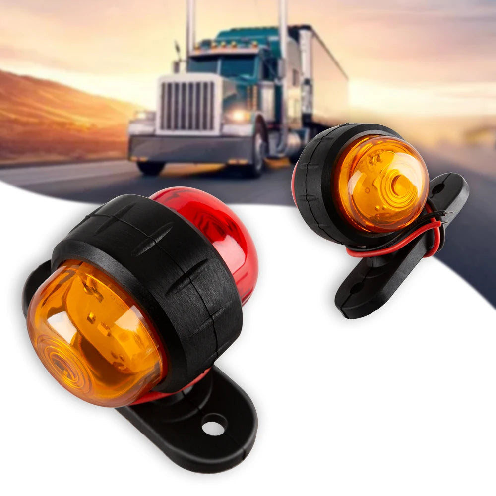 2PCS Truck Side Marker Outline 12V 24V Red Amber