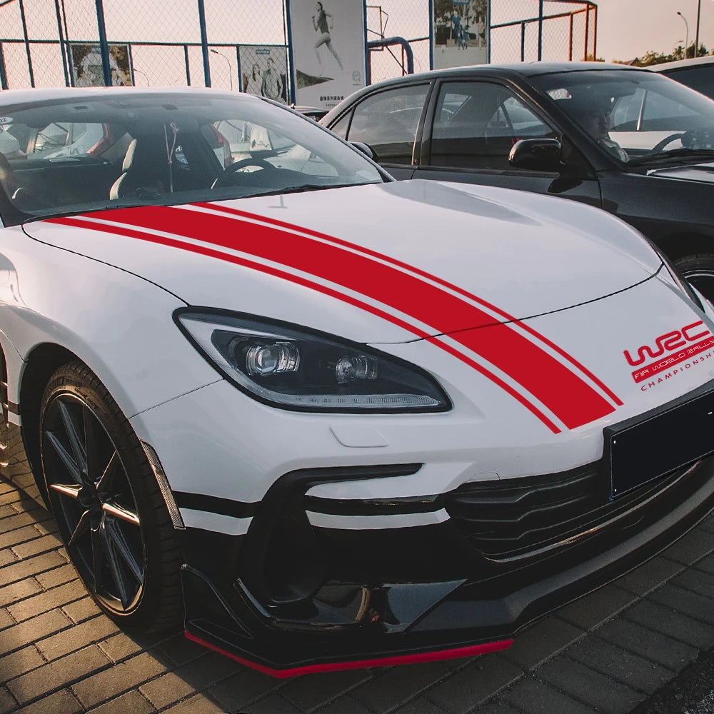 For Hood & Roof Automotive Styling 4PCS White Black Racing