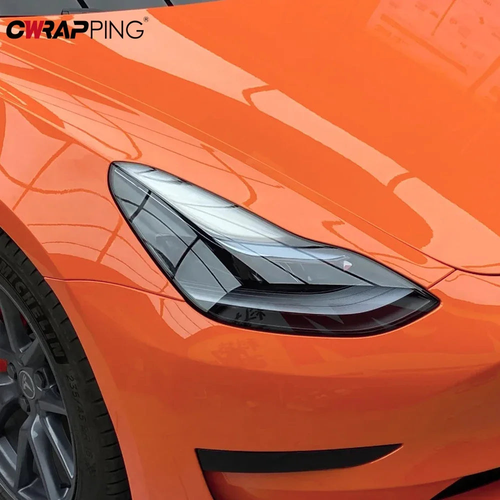 Glossy Orange Vinyl Self Adhesive Wrapping Film Bubble Air