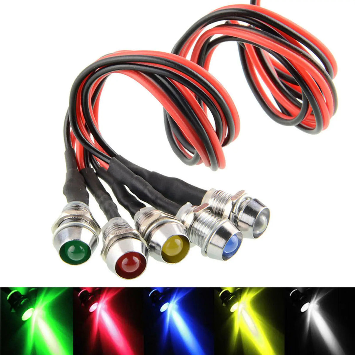 5PCS 8MM Warning Indicator Dc 12V Pilot Panel Dash