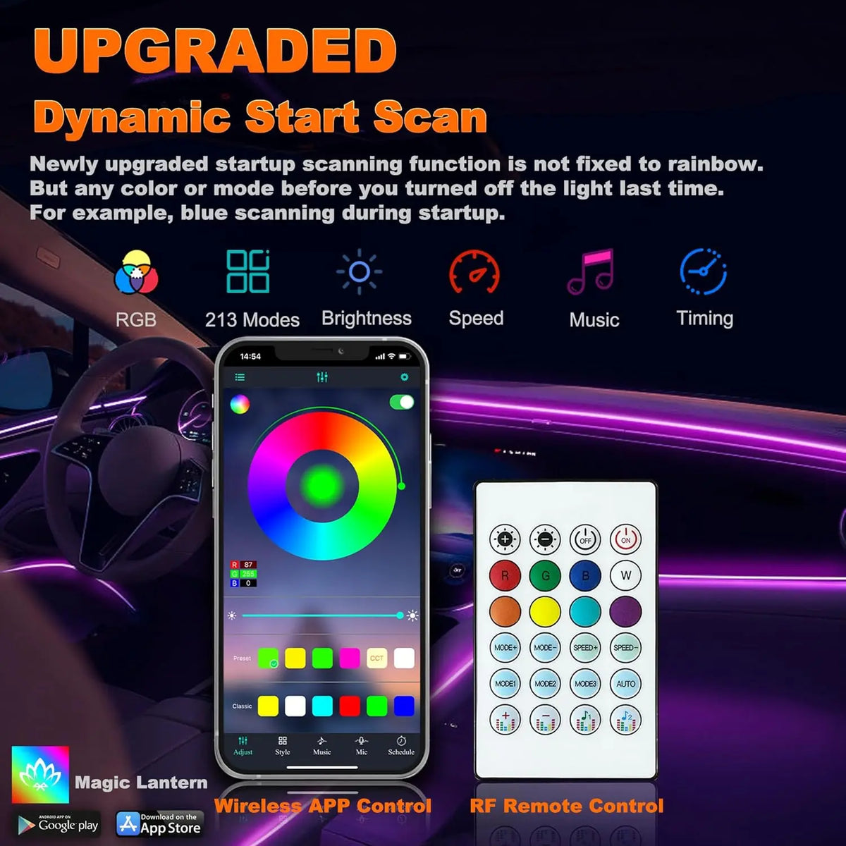 Acrylic Interior Strip Music Sync Dynamic Rainbow Dream Color