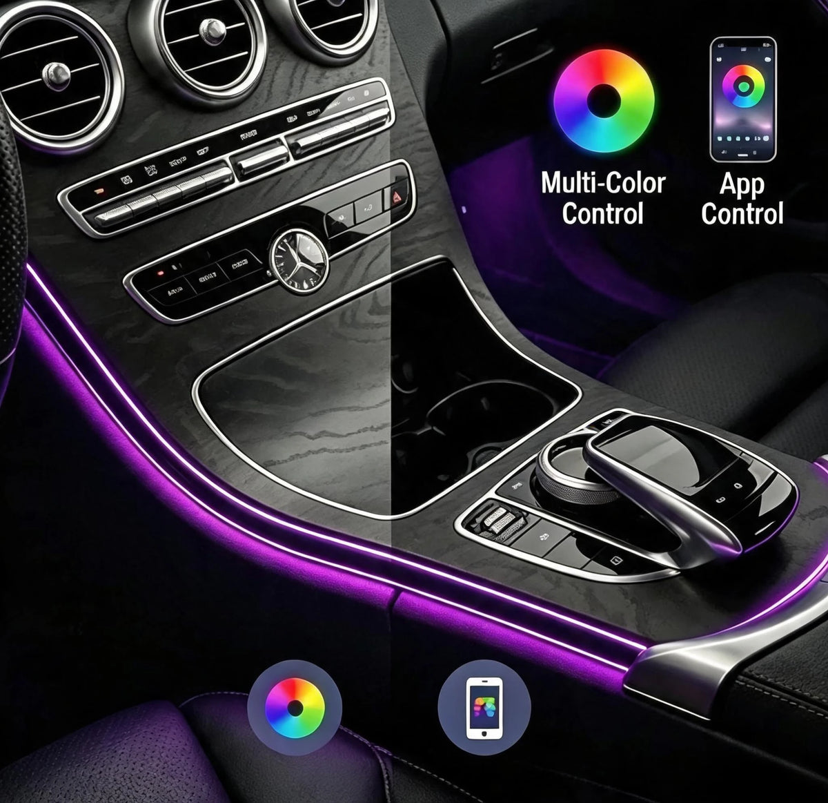 For Mercedes Benz W205 C-Class Center Console Ambient Saddle