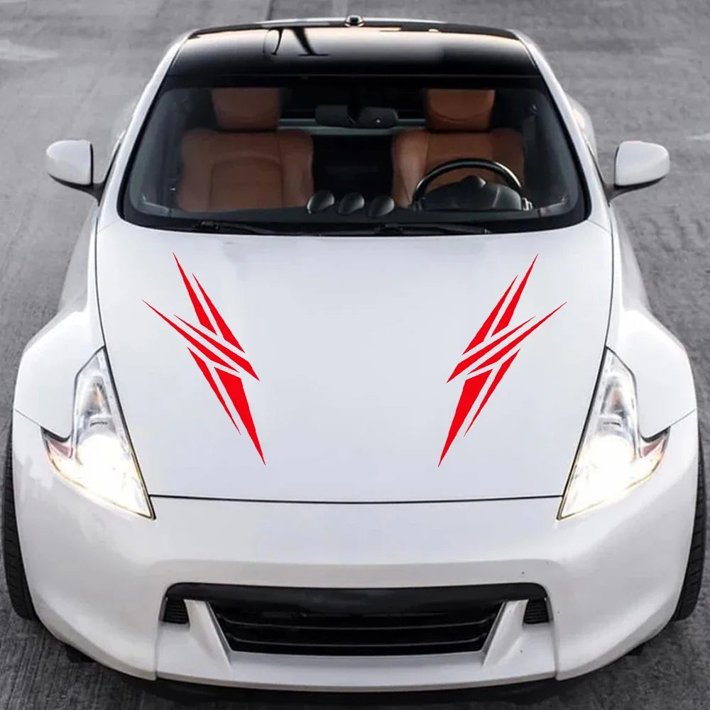 For Audi Hyundai Fiat Tesla Nissan 2PCS Hood Sticker Racing