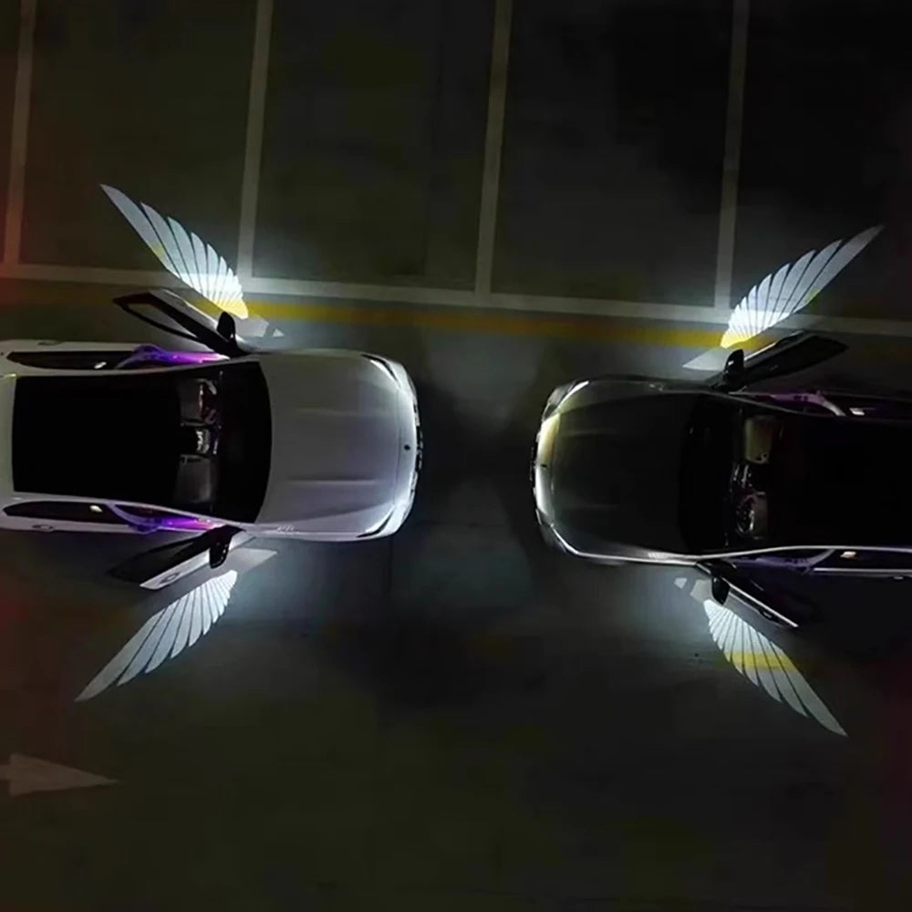 2PCS Angel Wings Door Welcome Atmosphere Cars Logo
