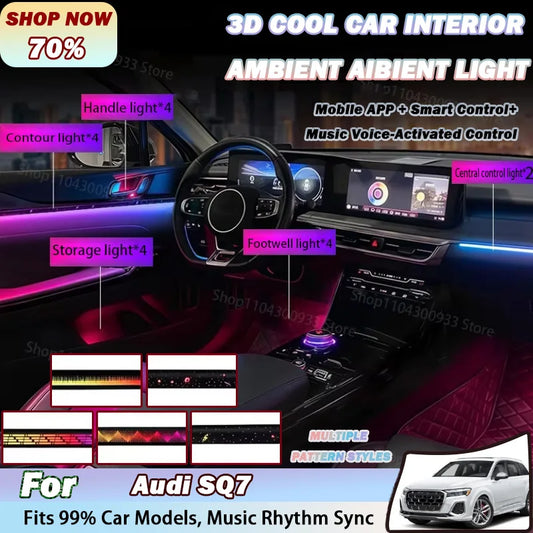 For Audi SQ7 LED Interior Ambient Strip RGB Fiber Optic