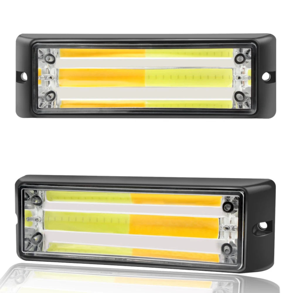 2PCS Cob Warning Emergency Front Grille Flashing Strobe Amber