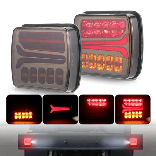 For Trailer Bus Tractor Truck 4inch Square Brake Tail Modified