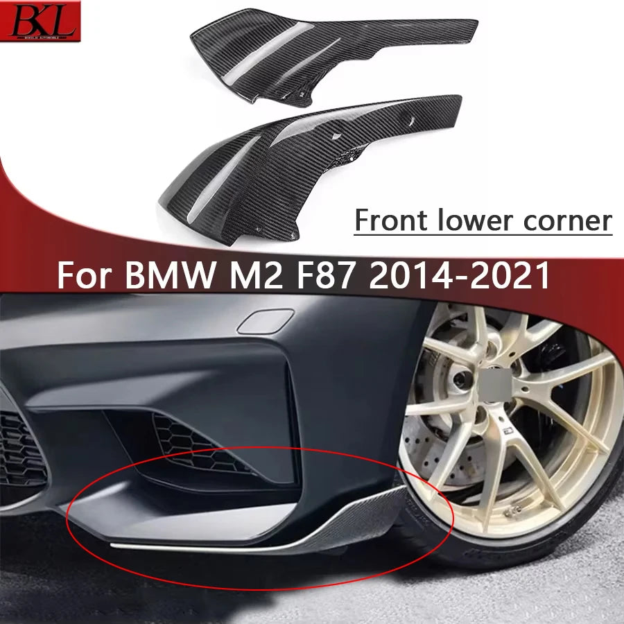 For BMW M2 F87 2014-2021 Carbon Fiber Corner Wrap Front Bumper