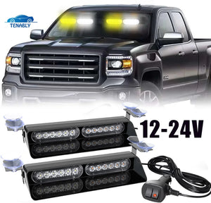 In 24LED Strobe 12-24v Amber White Safety Windshield Warning