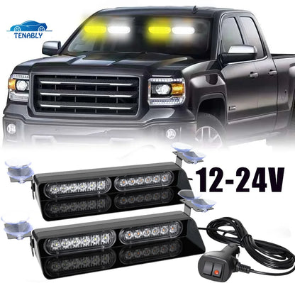 In 24LED Strobe 12-24v Amber White Safety Windshield Warning