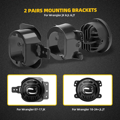 For Jeep Wrangler Jl Jlu 4XE 2PCS Inch Dual Color Fog Assembly