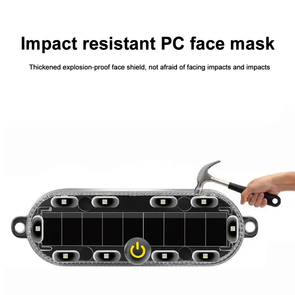 4X Solar Flashing Warning Safety By Strobe Adjustable Parking