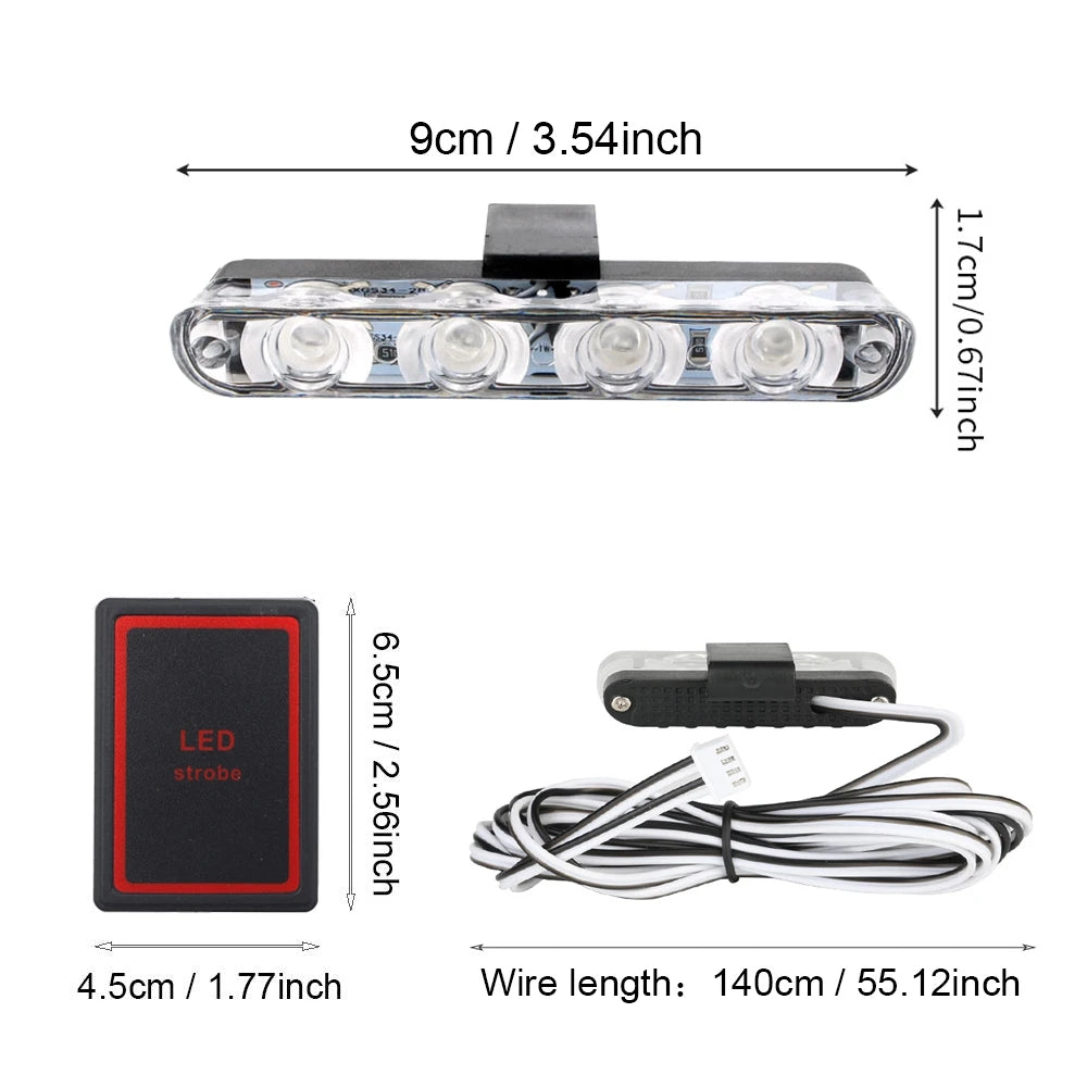 For 12V In Red Blue Emergency Strobe Wireless Remote Control