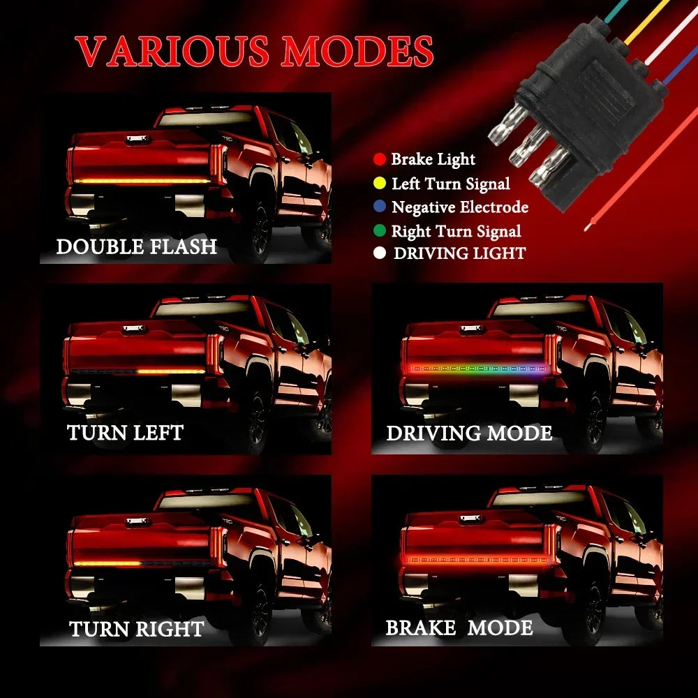 12V 24V Dynamic Colorful Turn Signal Rear 5function Flowing