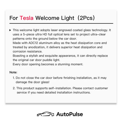 For Tesla Model3 2PCS Door Modely Models Decor Hd Leds Glass Lens