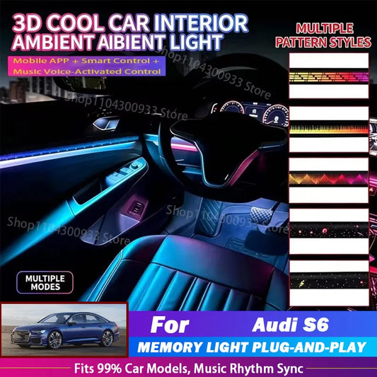 For Audi S6 LED Interior Ambient Strip RGB Fiber Optic