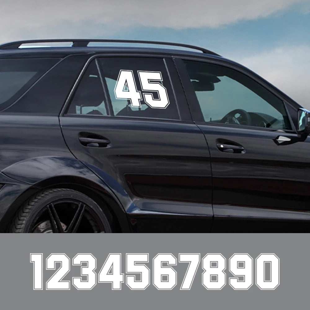 For 0 1 2 3 4 Side Door Custom Number Stickers Tuning Vinyl Film