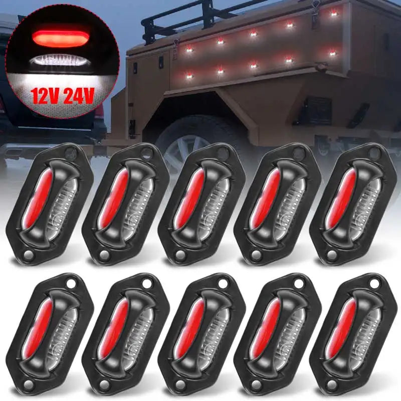 10PCS Side Marker License Plate Warning Reverse Stop White