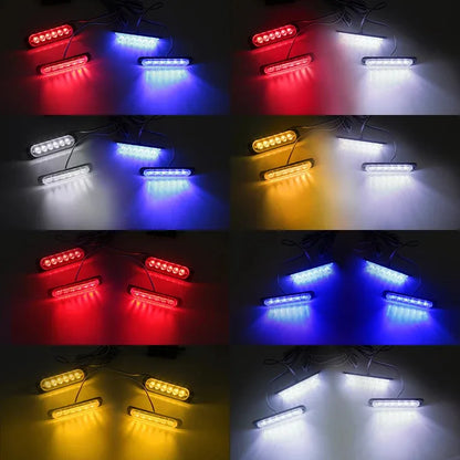 4PCS Grill Strobe Red Blue Emergency Remote Wireless Control