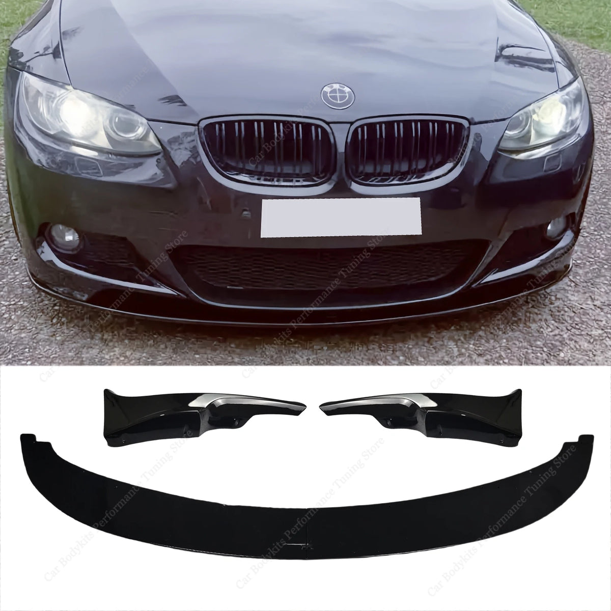For BMW E92 E93 M Sport pre-lci 4PCS Mp Gloss Black Front Bumper