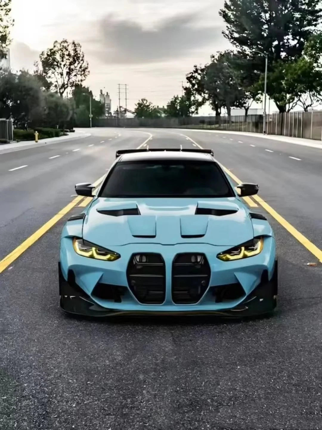 For M4 Modified Carbon Fiber Front Bumper Body Kit Side Spoiler