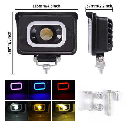 RGB Work 4.5 5.9 6.5 Inch Square Driving Fog