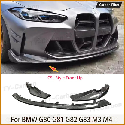 For BMW 3 4 Series G80 Csl Dry Carbon Fiber Front Lip G81 M3 G82