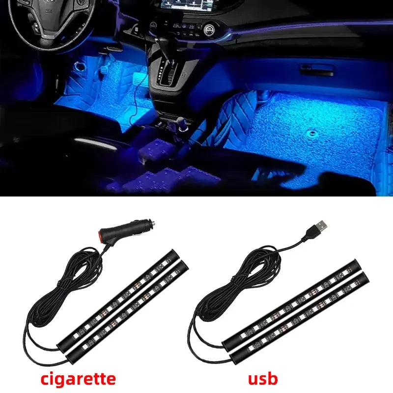 In Neon Foot Interior Backlight Cigarette Lighter USB Atmosphere