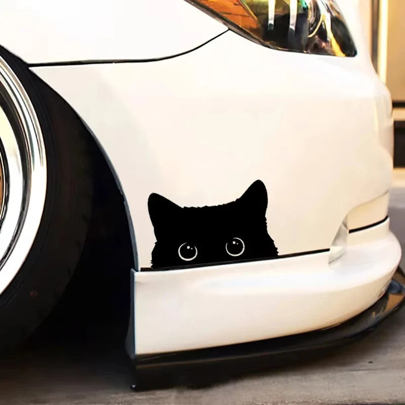 Sticker Cartoon Cat Black Big Eyes Vinyl Cover Waterproof