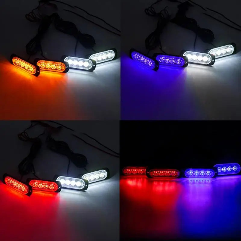 4PCS 4LED 12V 24V Warning Grill Breakdown Truck Trailer