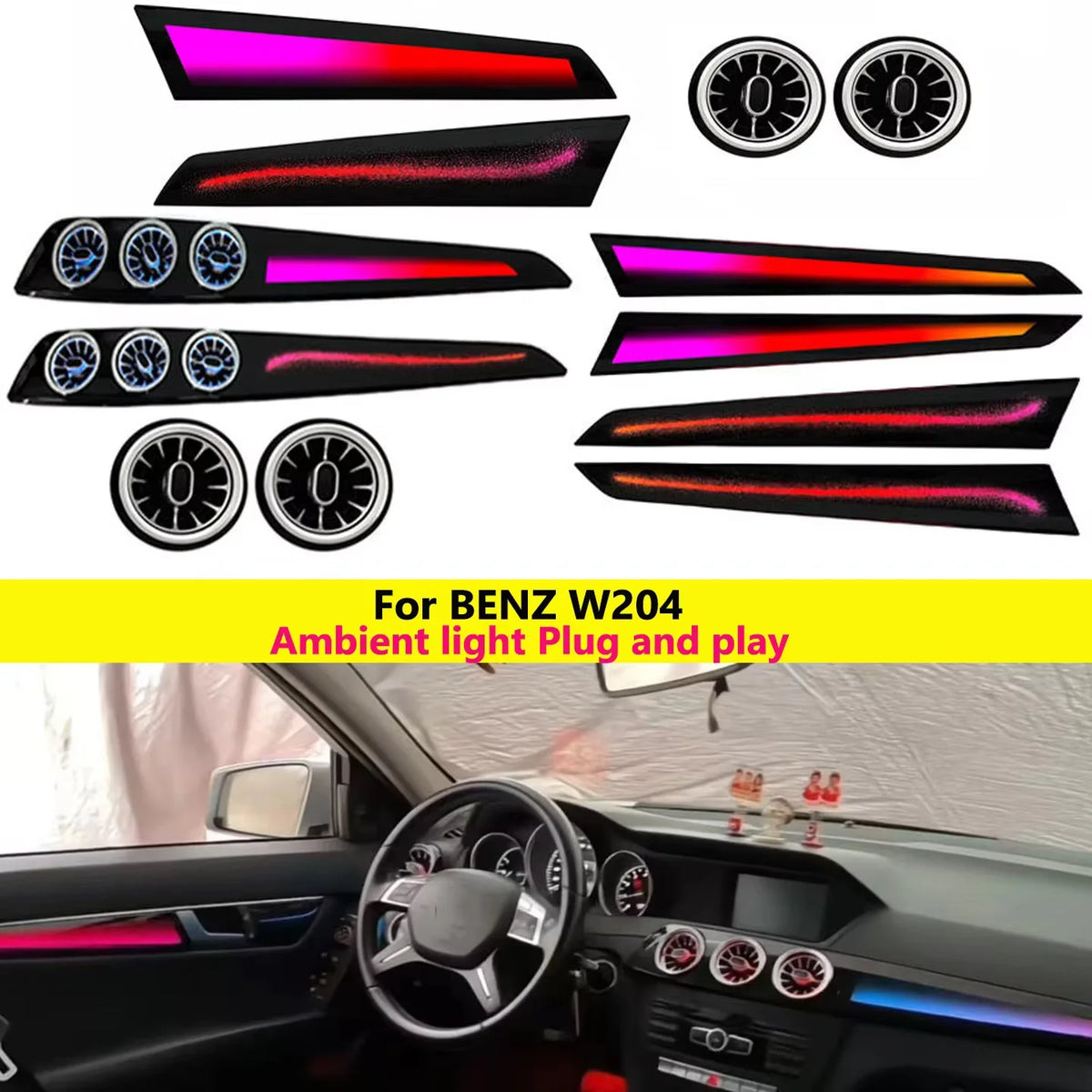 For Mercedes C-Class W204 2007-2014 – 12V RGB Vent Atmosphere