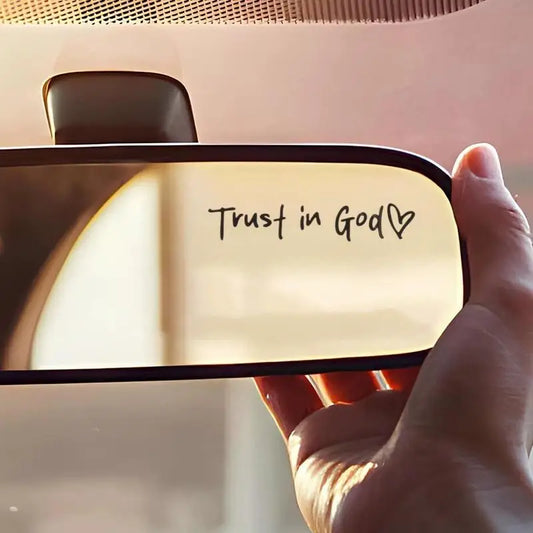 Trust In God Heart Rear View Mirror Sticker Decal