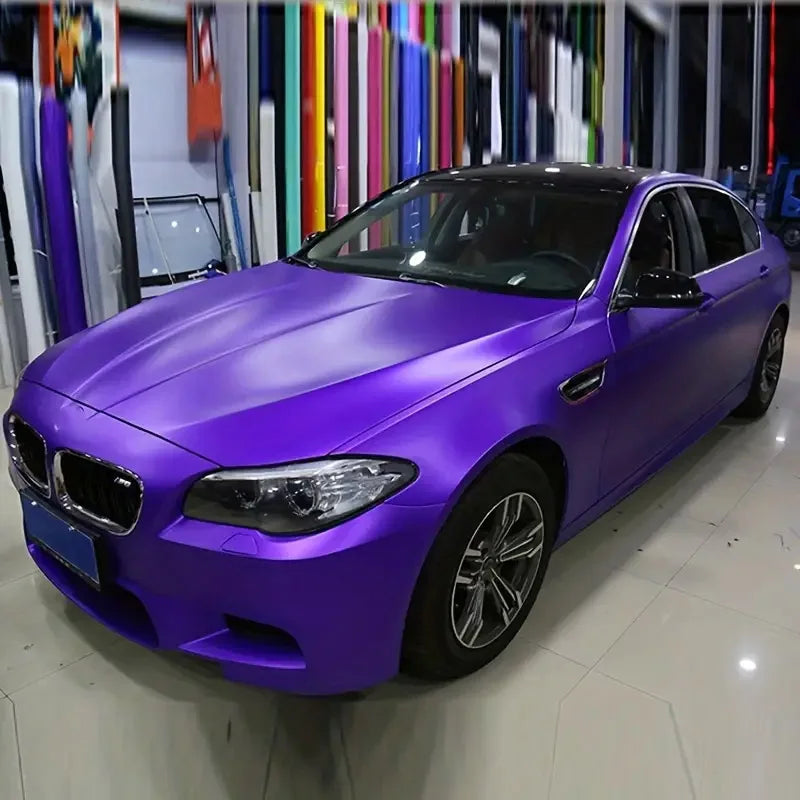 Chrome Matte Metallic Purple Vinyl Wrap Roll Self Adhesive