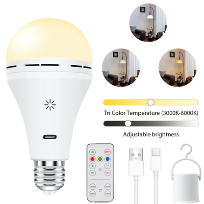 usb-c E27 Rechargeable Bulb Wireless Remote Control Battery