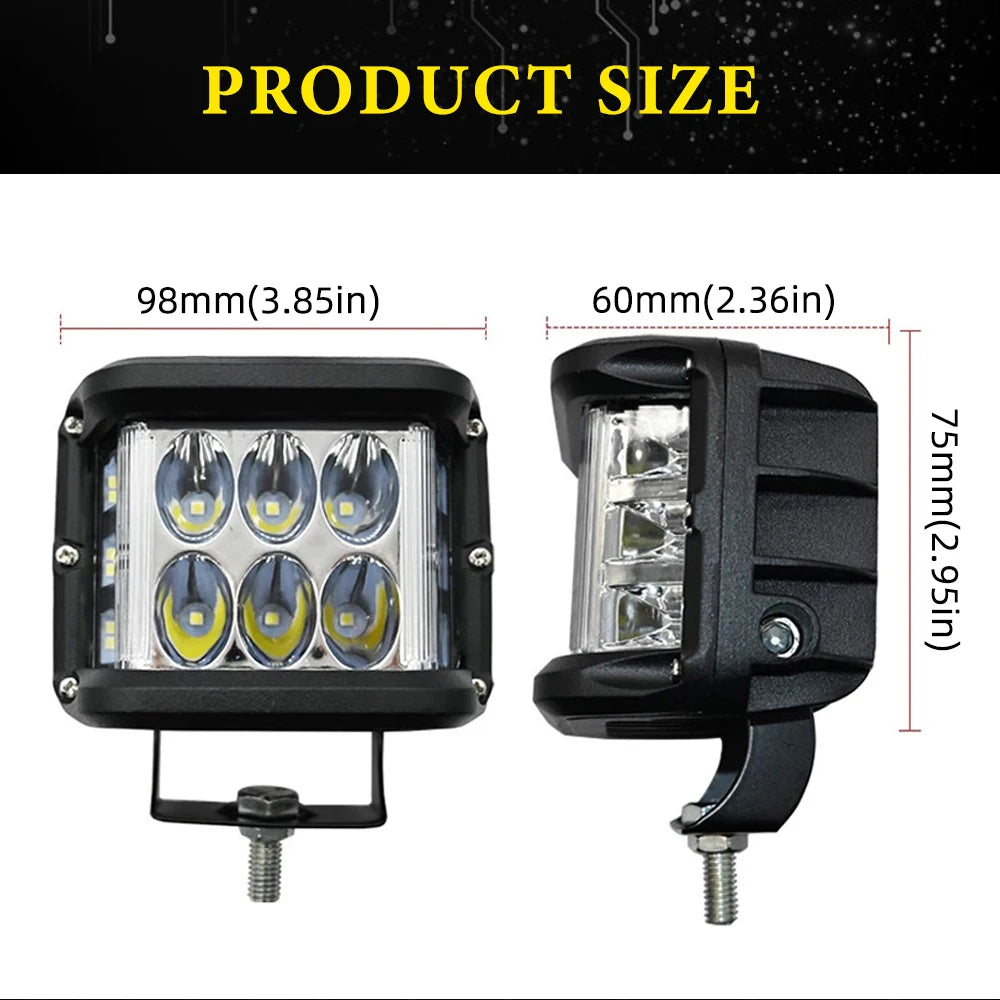 1PC 2PCS Work Dual Side Shooter Pod White Amber