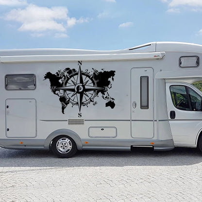 Compass World Map Caravan Sticker Decal Camper Rv Motorhome