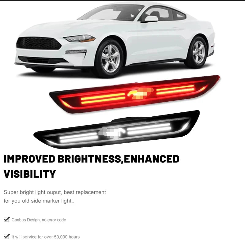 For Ford Mustang 2015 2016 2017 2PCS Rear Red Sidemarker Lamps