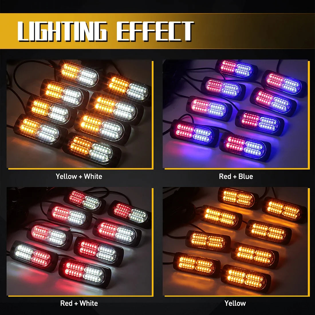 8PCS Bright Strobe Front Grill Warning Controller Fit Firefighter