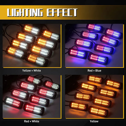 8PCS Bright Strobe Front Grill Warning Controller Fit Firefighter