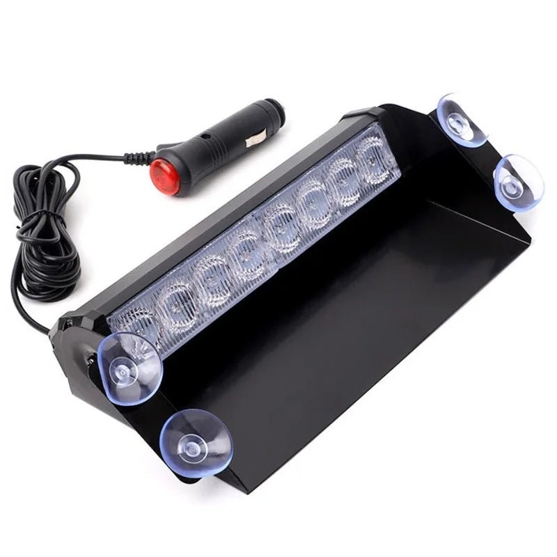 8LED Red Blue Strobe Warning Windshield Mount Emergency Flashing