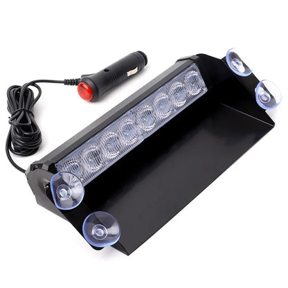8LED Red Blue Strobe Warning Windshield Mount Emergency Flashing